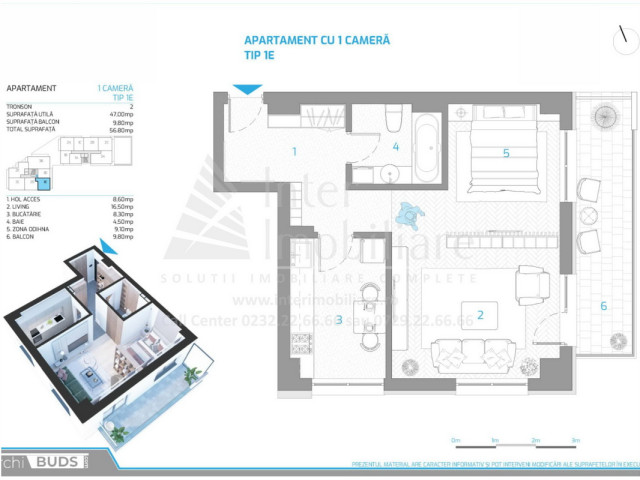 Apartament nou, 1 camera  decomandat,  57 mp, CUG, de vanzare,  (Rondul Vechi) 144441