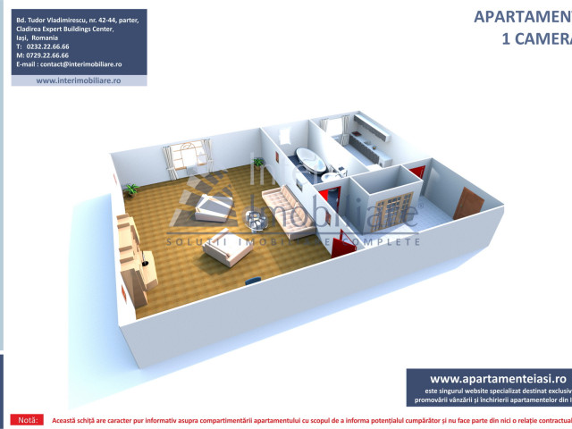 Apartament nou de vanzare, 1 camera,  decomandat,  41 mp, Pacurari,  (Alpha Bank - planul doi de la bulevard) 147295