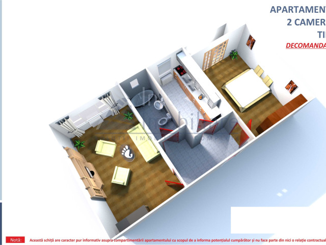 2 camere,  decomandat,  40 mp, de vanzare apartament in zona Pacurari,  (MOARA DE FOC) 153043