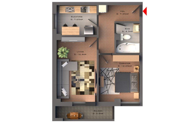 Apartament nou de vanzare, 2 camere,  decomandat,  54 mp, Bucium,  (1,5 km pana la  Mall Bucium) 137355