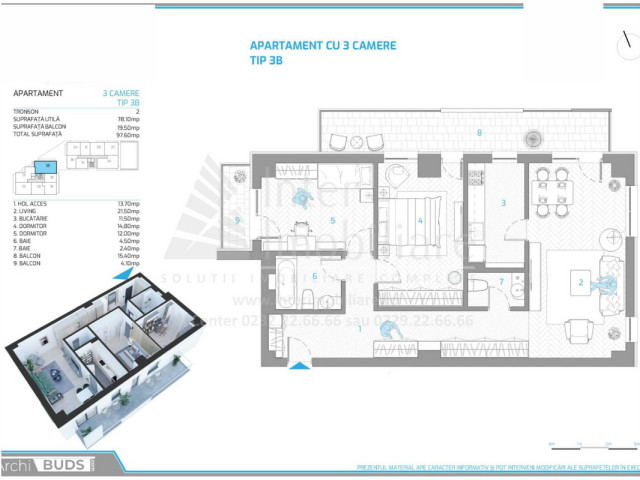3 camere,  decomandat,  100 mp, de vanzare apartament nou in zona Nicolina,  (Rondul Vechi) 144448