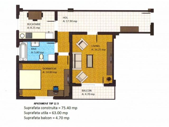 2 camere,  decomandat,  59 mp, de vanzare apartament nou in zona Popas Pacurari,  (Soleia Residence) 130188