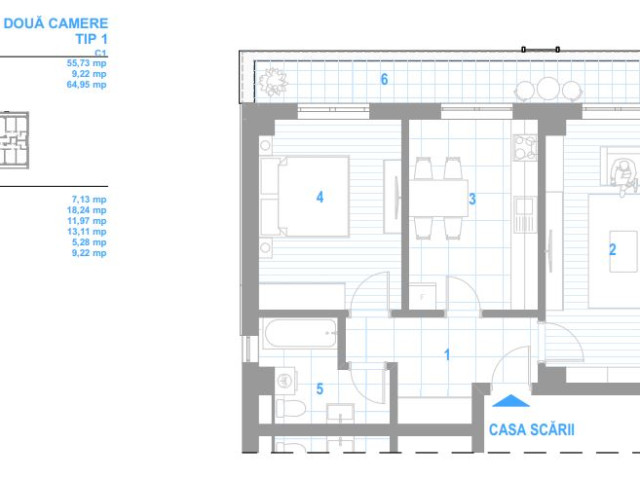 2 camere,  decomandat,  64 mp, de vanzare apartament nou in zona Bucium,  (Visan) 153943