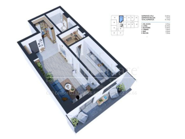 Nicolina apartament nou  62 mp, 1 camera,  decomandat, de vanzare,  (Rond Vechi-BRD) 153209