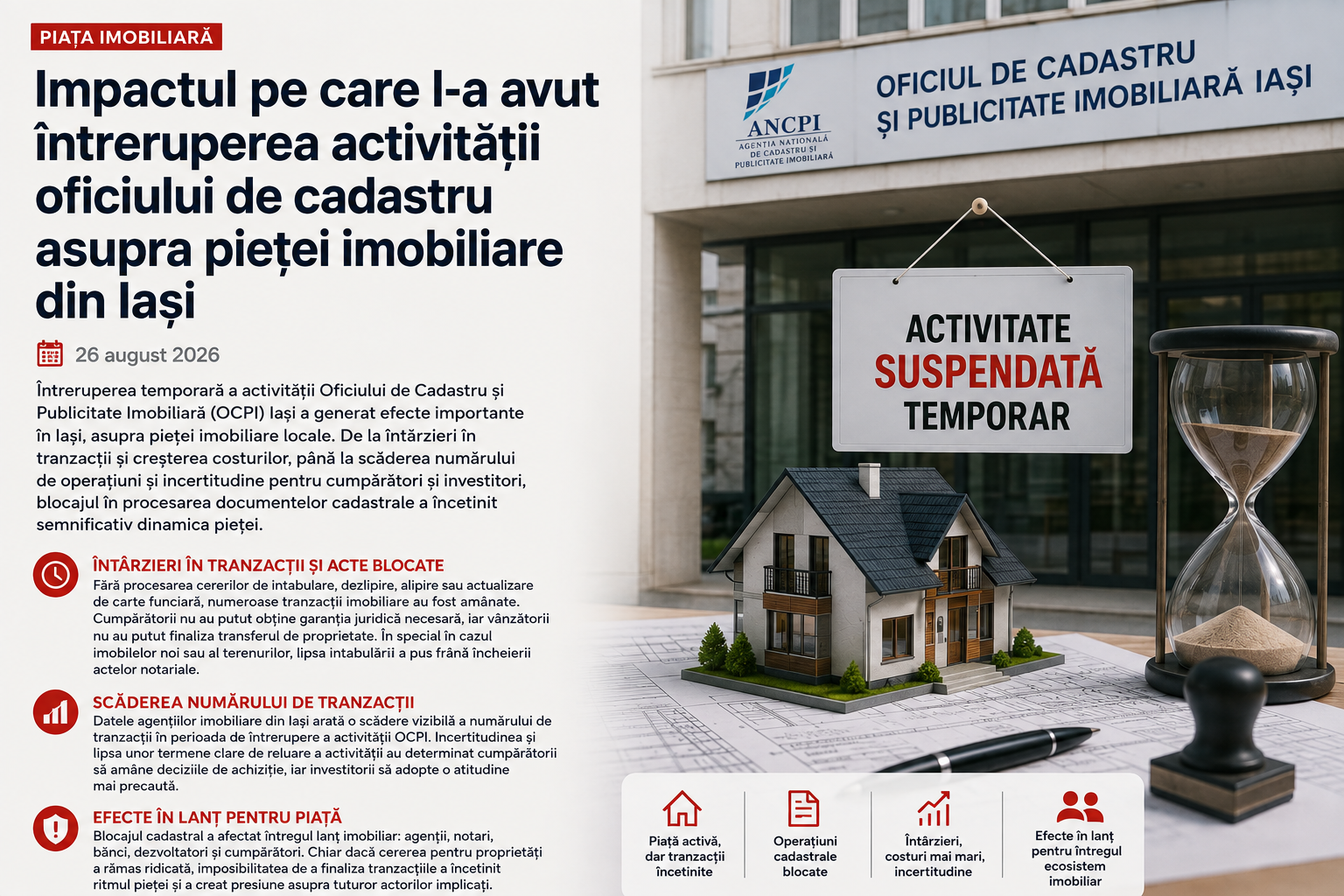 Impactul intreruperii activitatii Cadastrului asupra pietei imobiliare din Iasi