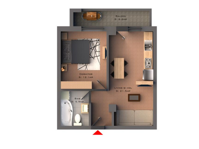 De vanzare apartament nou, 2 camere,  semidecomandat,  44 mp, Bucium,  (1,5 km  pana la Mall Bucium) 137352