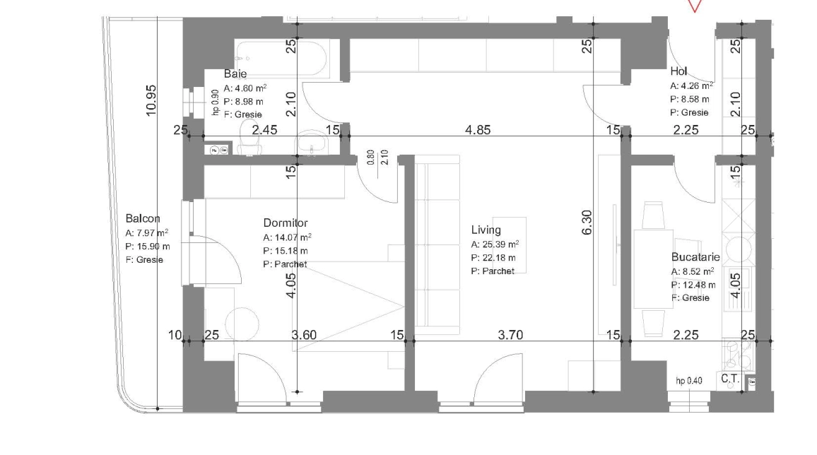 Oferta 2 camere, semidecomandat, 65 mp, de vanzare apartament nou in zona Alexandru cel Bun,  Galata imagine 2