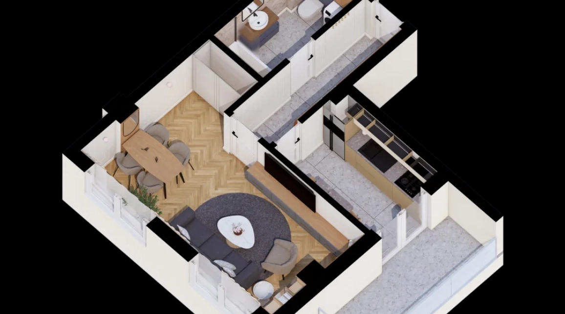 Oferta De vanzare apartament nou, 1 camera, decomandat, 44 mp, CUG,  Al. T. Neculai imagine 6