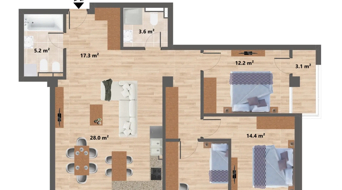 Oferta De vanzare apartament nou, 4 camere, semidecomandat, 105 mp, CUG,  str Valea Adanca imagine 1