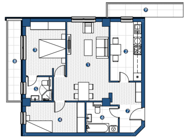 Apartament nou, 3 camere  decomandat,  81 mp, Galata, de vanzare,  (Platou Galata) 154716