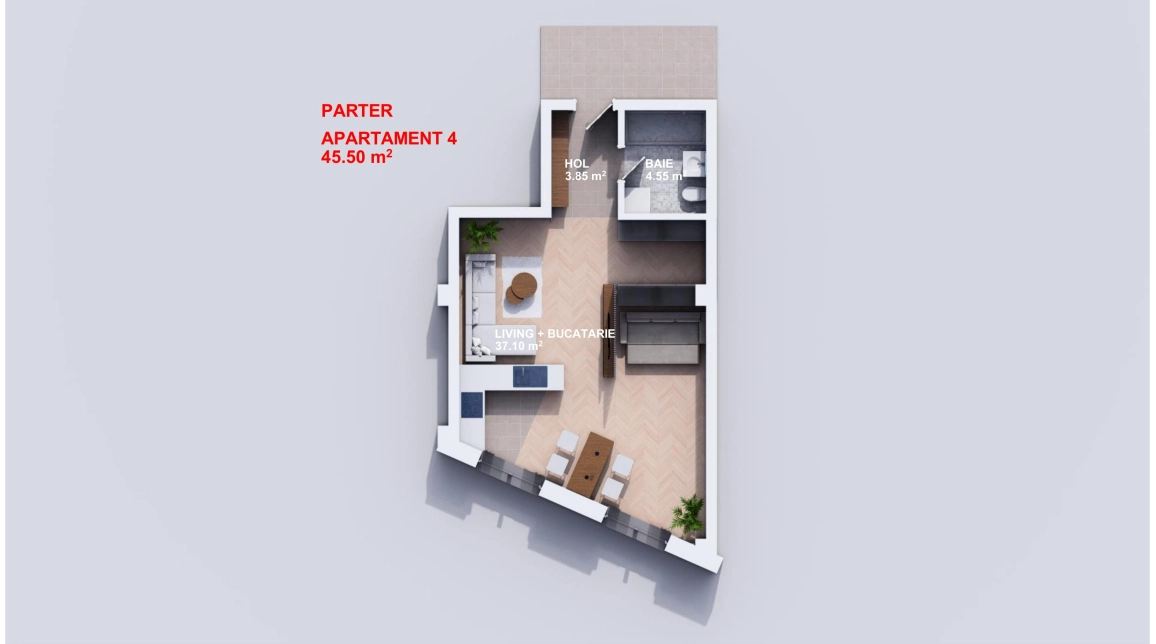 Oferta Apartament nou, 1 camera open-space, 45 mp, Visani, de vanzare,  TLT Visan imagine 1
