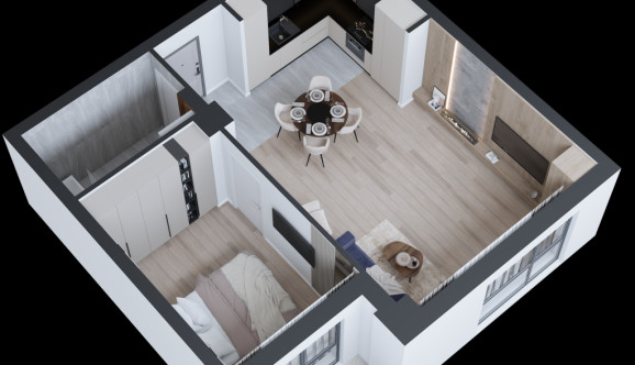 De vanzare apartament-nou, 2 camere,  Open space ,  56 mp , CUG,  (Tehnopolis)