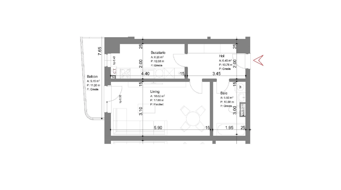 Oferta Alexandru cel Bun apartament nou 44 mp, 1 camera, decomandat, de vanzare,  Galata imagine 2