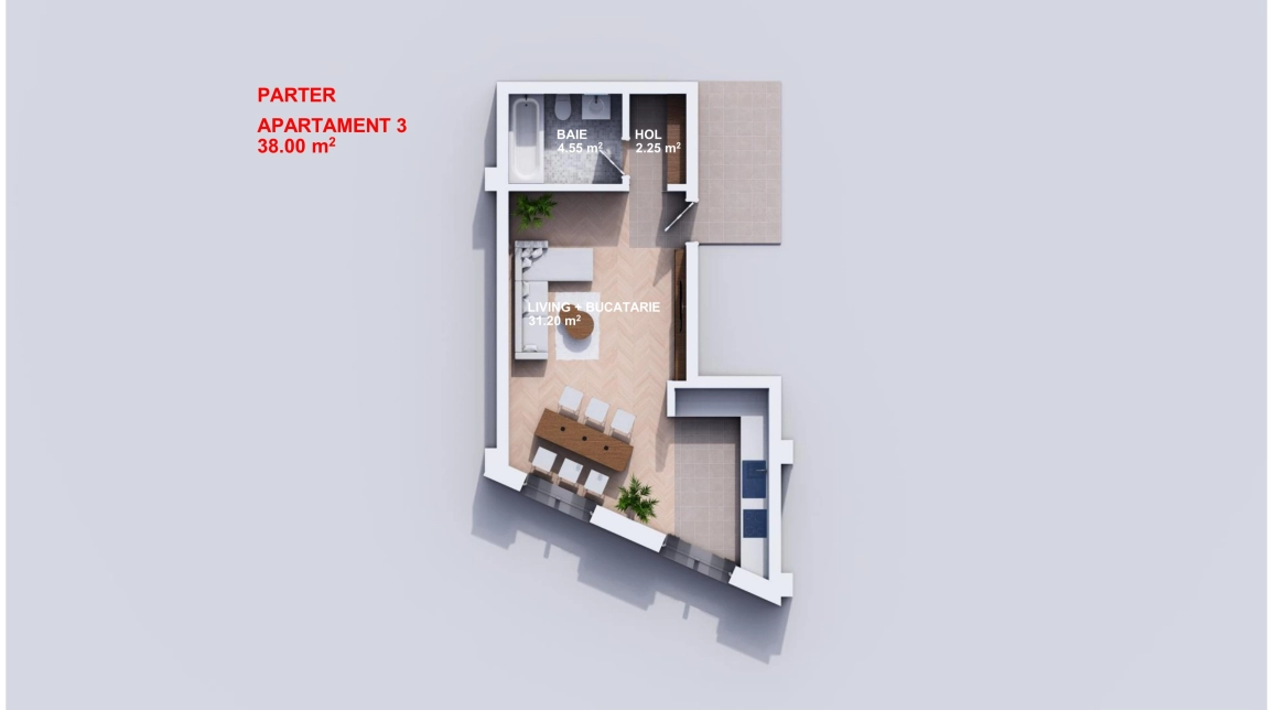 Oferta Bucium apartament nou 38 mp, 1 camera, open-space, de vanzare,  Profi Visan imagine 1