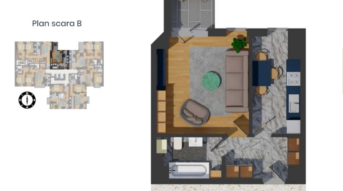 Oferta De vanzare apartament nou, 1 camera, decomandat, 46 mp, Pacurari,  Alpha Bank imagine 2