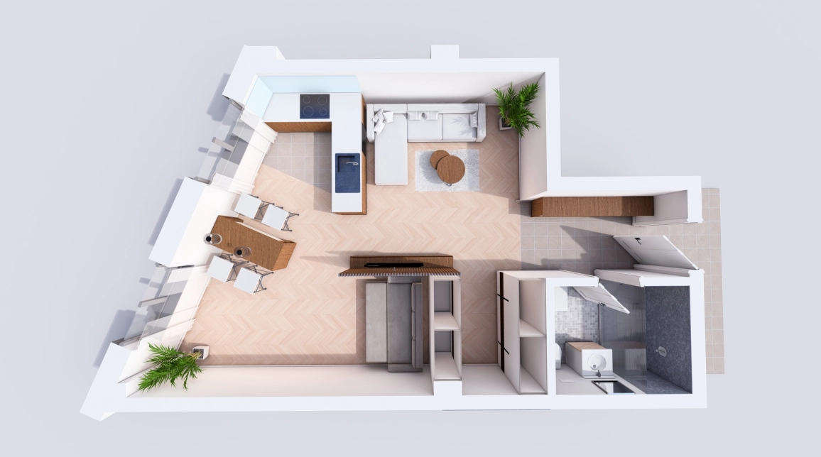 Oferta Apartament nou, 1 camera open-space, 45 mp, Visani, de vanzare,  TLT Visan imagine 4