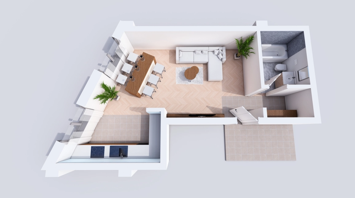 Oferta Bucium apartament nou 38 mp, 1 camera, open-space, de vanzare,  Profi Visan imagine 2