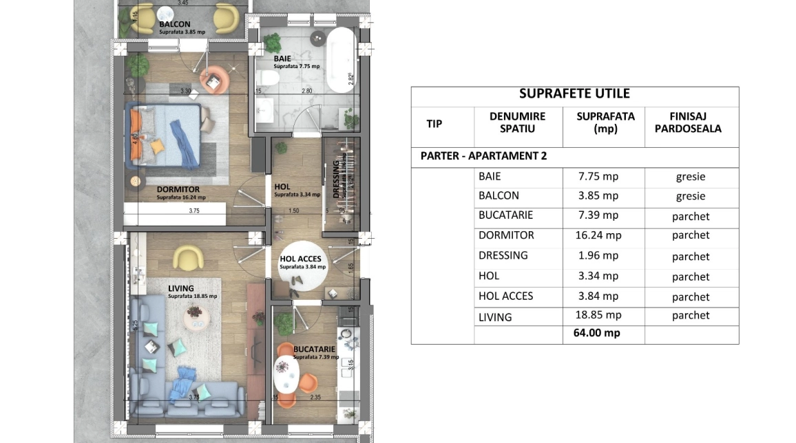 Oferta De vanzare apartament nou, 2 camere, decomandat, 64 mp, Visani,  Profi Visan imagine 1