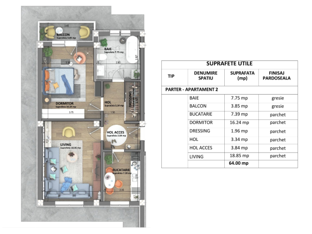 De vanzare apartament nou, 2 camere,  decomandat,  64 mp, Visani,  (Profi Visan) 161772