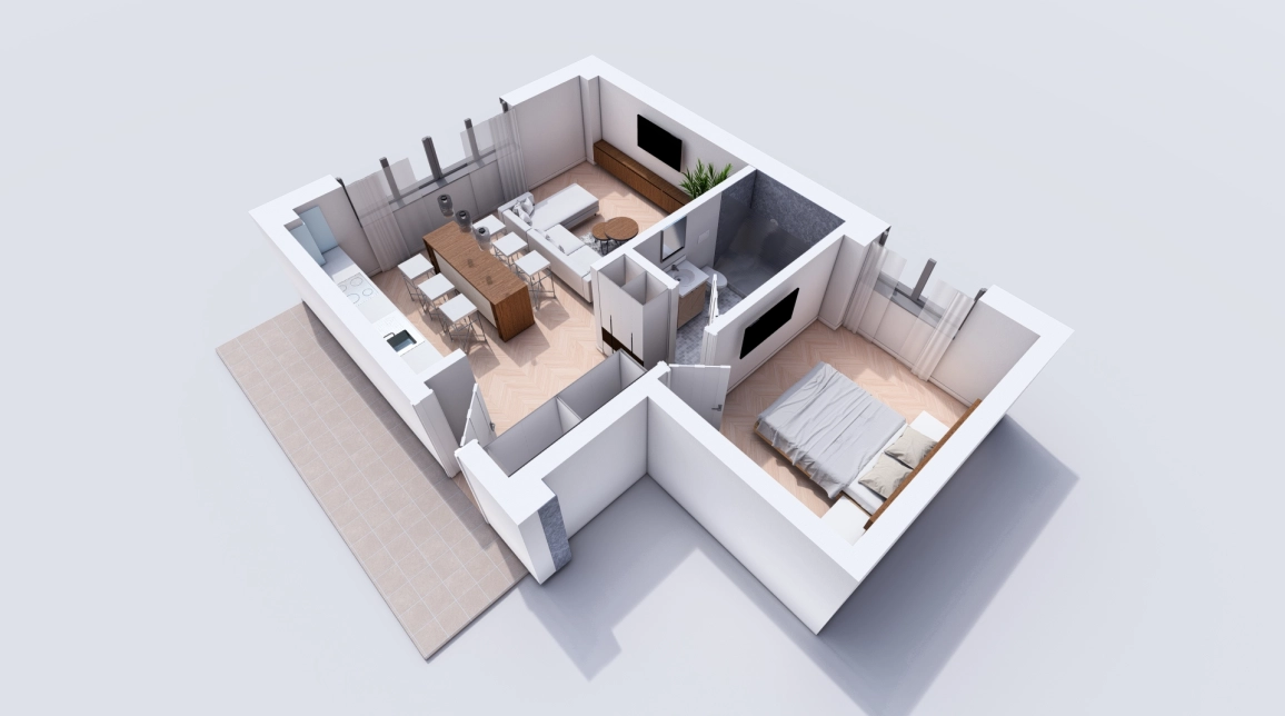 Oferta 2 camere, open-space, 45 mp, de vanzare apartament nou in zona Bucium,  TLT Visan imagine 3
