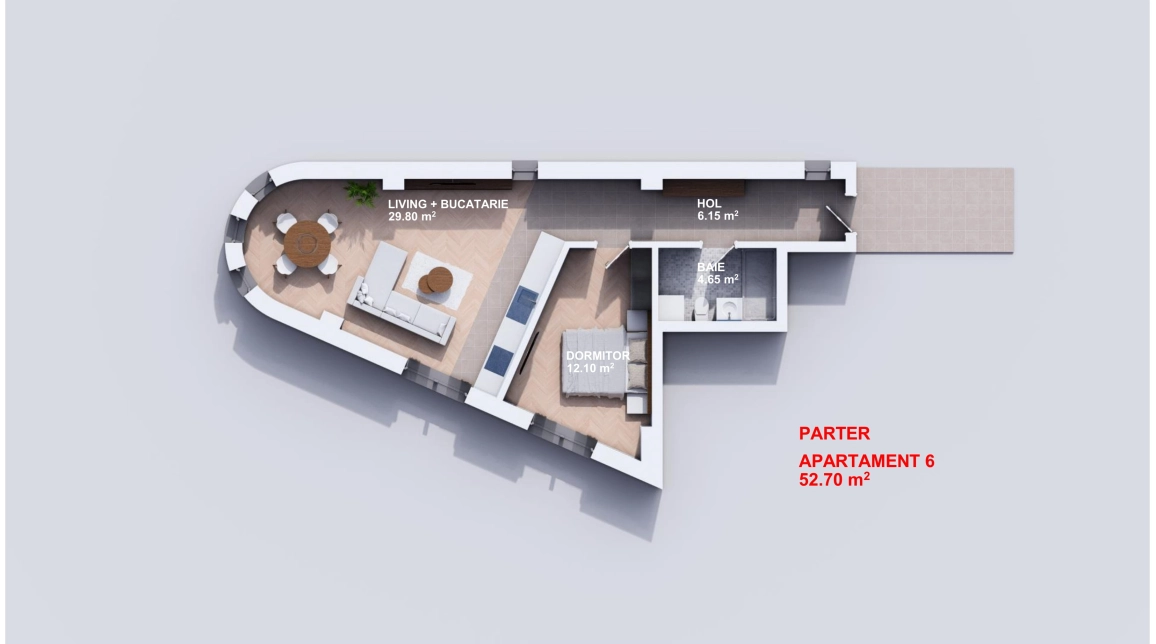 Oferta 2 camere, open-space, 53 mp, de vanzare apartament nou in zona Visani,  TLT Visan imagine 2