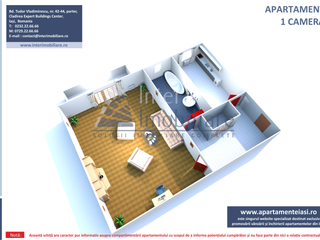 1 camera,  decomandat,  40 mp, de vanzare apartament in zona Dacia,  (Piata dacia) 163308