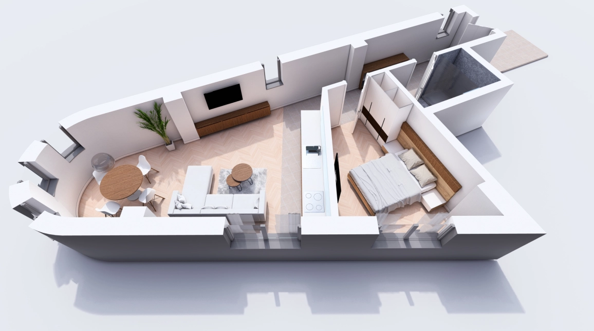 Oferta 2 camere, open-space, 53 mp, de vanzare apartament nou in zona Visani,  TLT Visan imagine 3