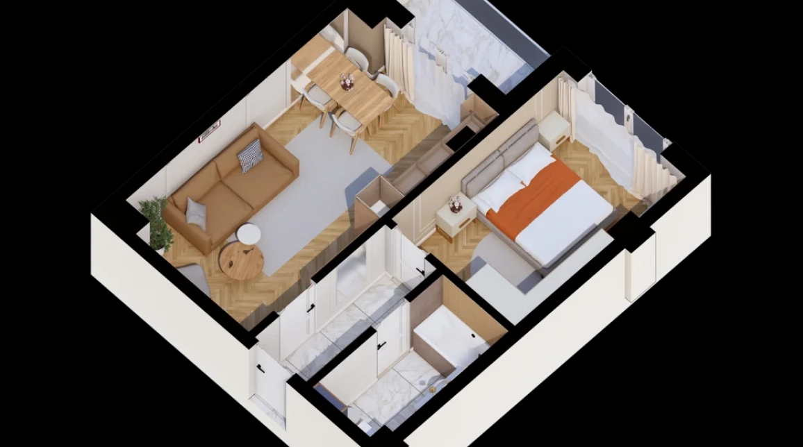 Oferta Apartament nou, 2 camere semidecomandat, 45 mp, CUG, de vanzare,  Al. T. Neculai imagine 1