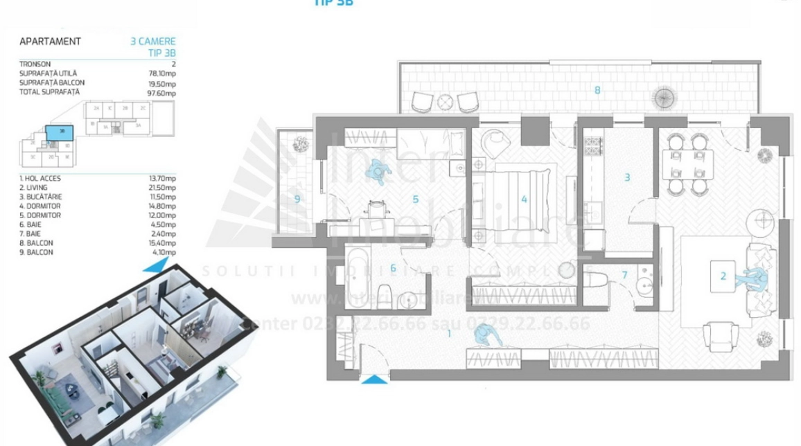 Oferta 3 camere, decomandat, 100 mp, de vanzare apartament nou in zona Nicolina,  Rond Vechi imagine 2