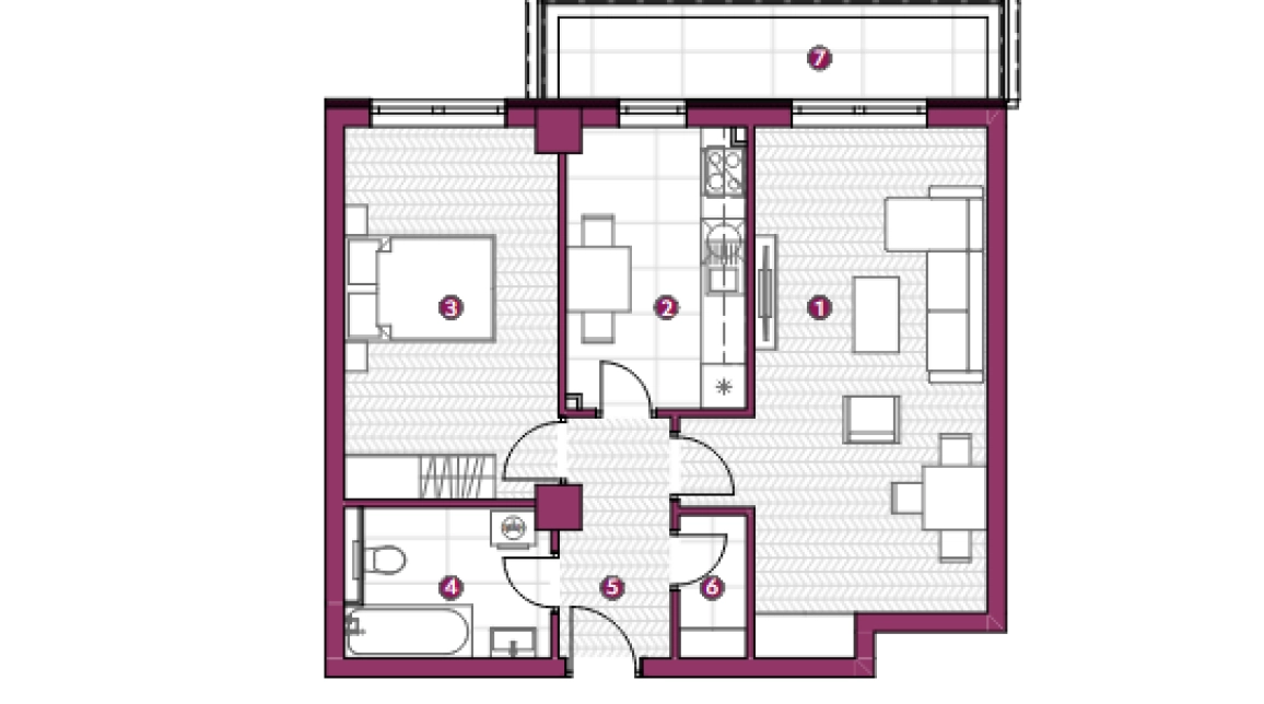 Oferta Galata apartament nou 65 mp, 2 camere, decomandat, de vanzare,  Platoul Galata- ESQ Village imagine 1