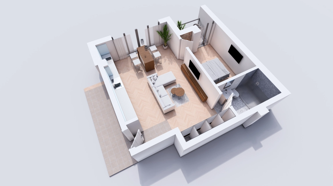 Oferta Visani apartament nou 51 mp, 2 camere, open-space, de vanzare,  TLT Visan imagine 8