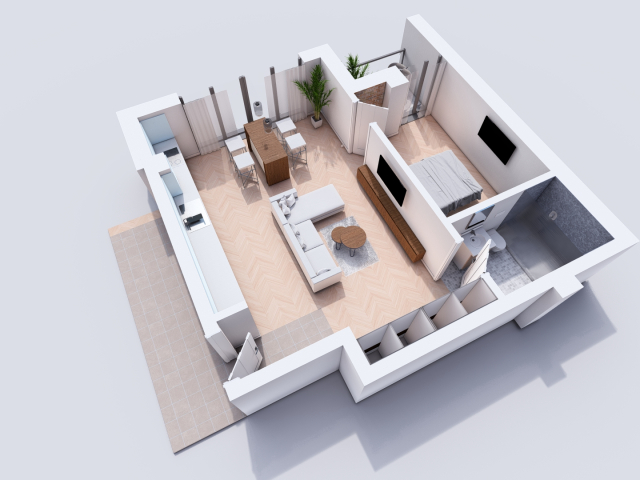 2 camere,  open-space,  51 mp, de vanzare apartament nou in zona Bucium,  (Profi Visan) 160088