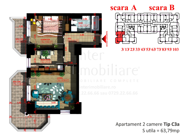Apartament de vanzare, 2 camere,  decomandat,  65 mp, Copou,  (Royal Town) 162255