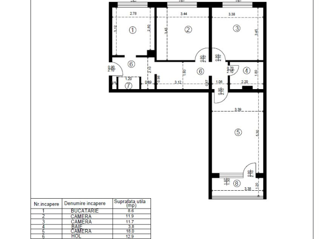 Alexandru cel Bun apartament  72 mp, 3 camere,  decomandat, de vanzare,  (Minerva) 162844
