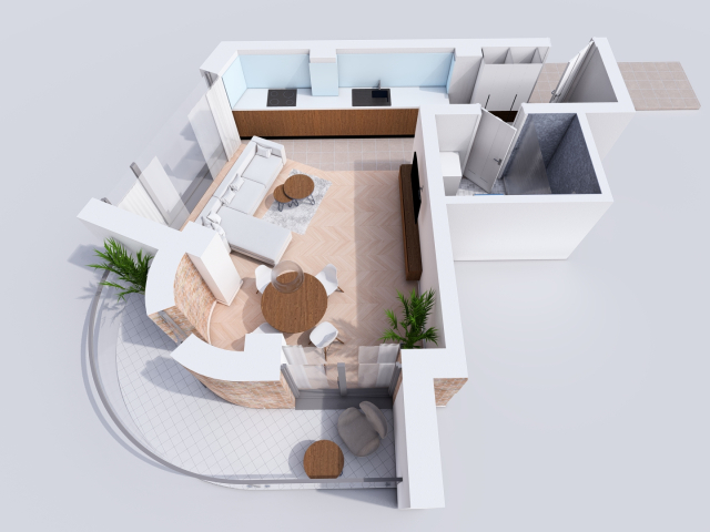 Apartament nou, 1 camera  open-space,  41 mp, Visani, de vanzare,  (TLT Visan) 160106