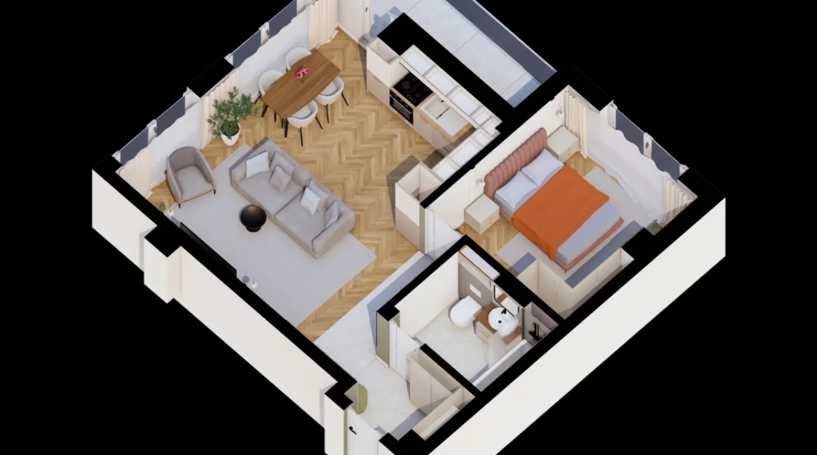 Oferta CUG apartament nou 55 mp, 2 camere, open-space, de vanzare,  Al. T. Neculai imagine 1