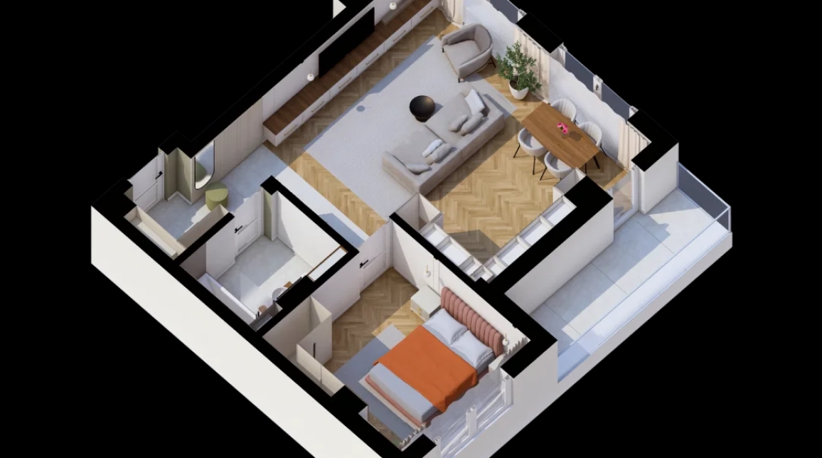 Oferta CUG apartament nou 55 mp, 2 camere, open-space, de vanzare,  Al. T. Neculai imagine 2