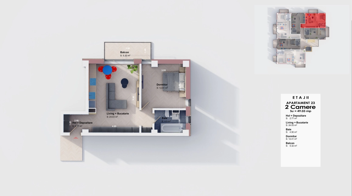 Oferta Visani apartament nou 49 mp, 2 camere, open-space, de vanzare,  Profi Visan imagine 2