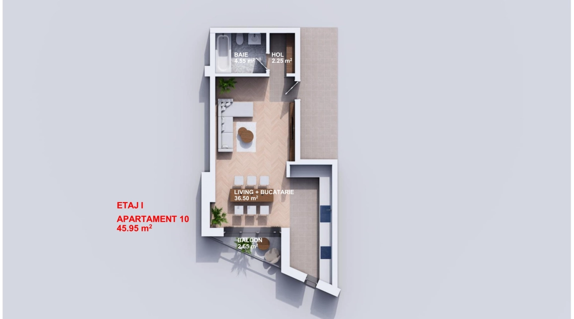 Oferta De vanzare apartament nou, 1 camera, open-space, 46 mp, Visani,  TLT Visan imagine 1
