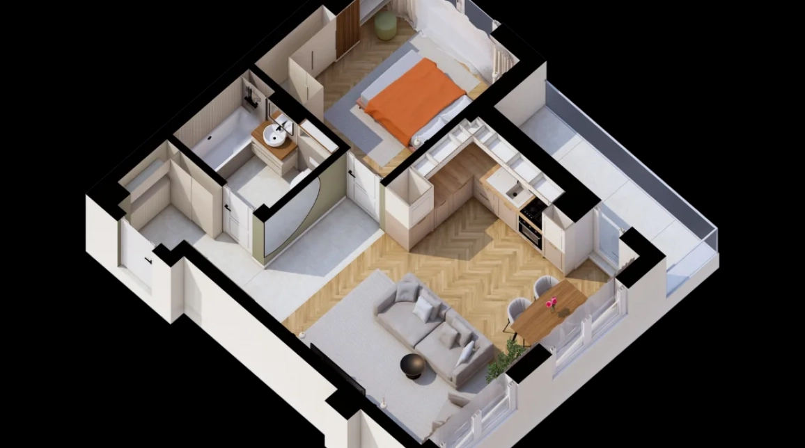 Oferta CUG apartament nou 55 mp, 2 camere, open-space, de vanzare,  Al. T. Neculai imagine 4