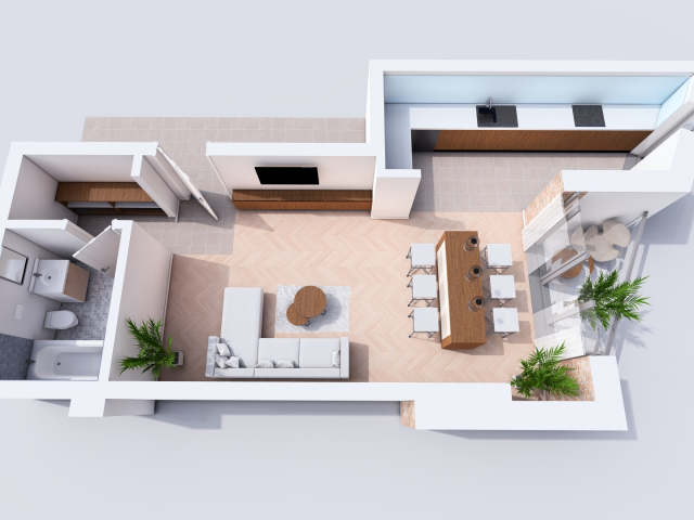 De vanzare apartament nou, 1 camera,  open-space,  46 mp, Visani,  (TLT Visan) 160107