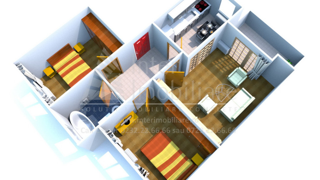 De vanzare apartament nou, 3 camere, decomandat, 68 mp , Pacurari, Rond ...
