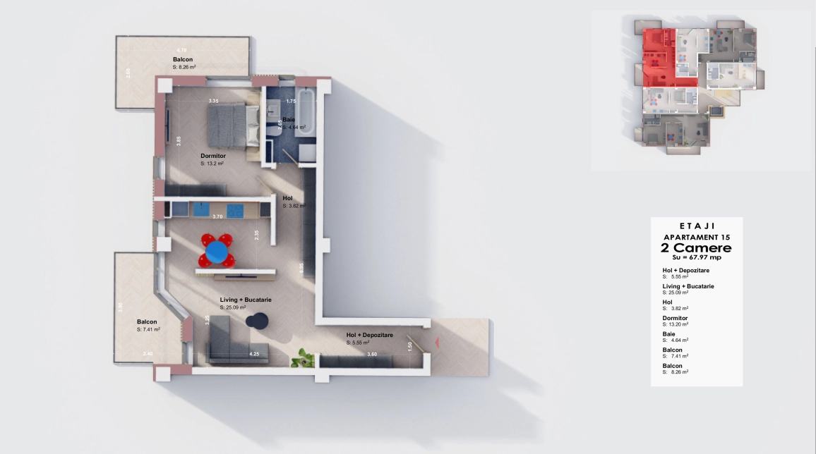 Oferta 2 camere, decomandat, 68 mp, de vanzare apartament nou in zona Visani,  Profi Visan imagine 2