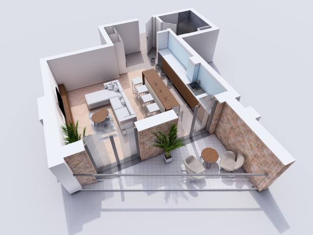 Bucium apartament nou  43 mp, 1 camera,  open-space, de vanzare,  (Profi Visan) 160094