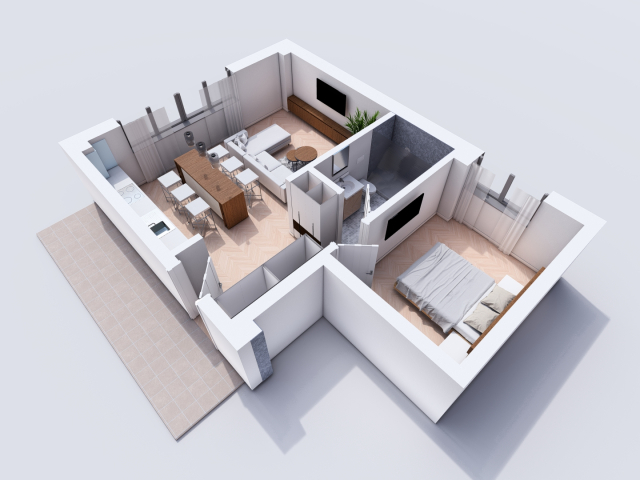 Apartament nou, 2 camere  open-space,  45 mp, Bucium, de vanzare,  (Profi Visan) 160081