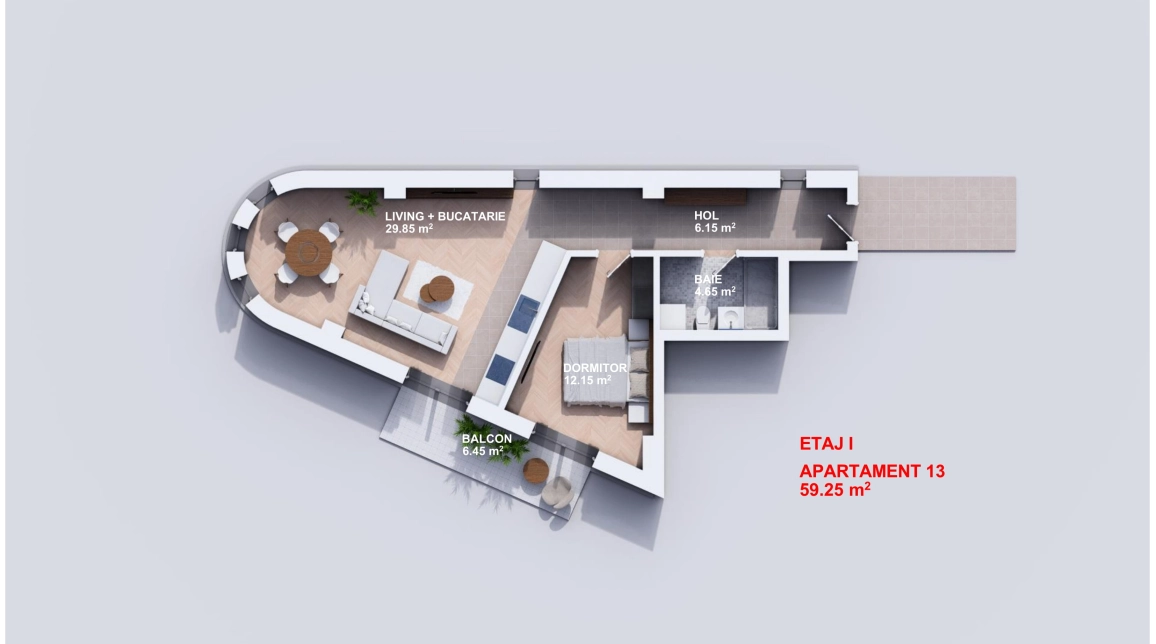 Oferta Visani apartament nou 59 mp, 2 camere, open-space, de vanzare,  TLT Visan imagine 1