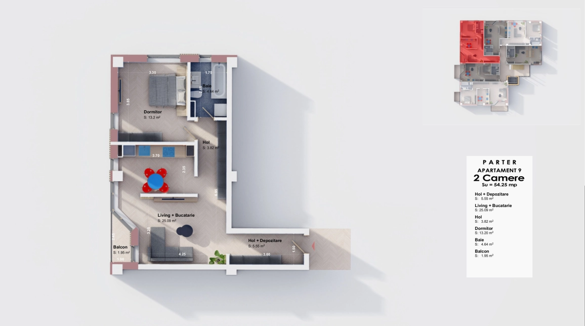 Oferta 2 camere, open-space, 54 mp, de vanzare apartament nou in zona Visani,  Profi Visan imagine 2