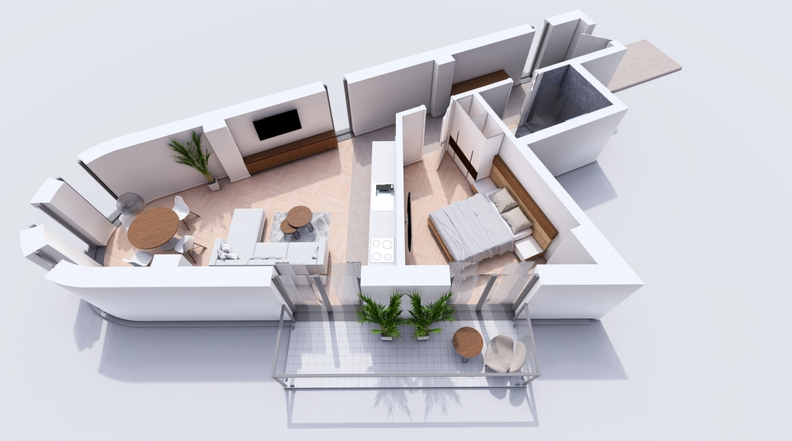 Oferta Visani apartament nou 59 mp, 2 camere, open-space, de vanzare,  TLT Visan imagine 4