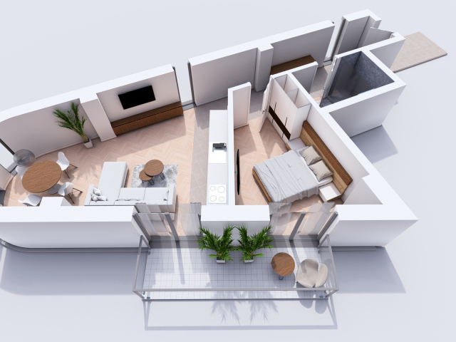 Visani apartament nou  59 mp, 2 camere,  open-space, de vanzare,  (TLT Visan) 160109