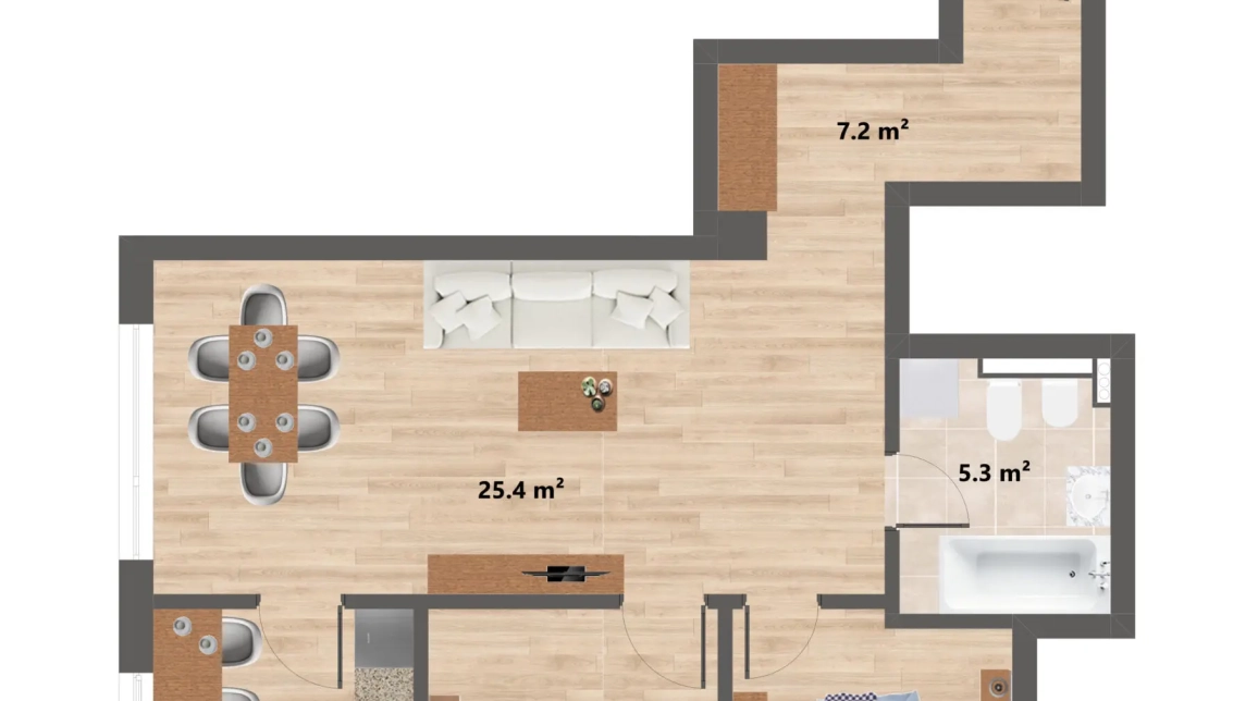 Oferta Apartament nou de vanzare, 3 camere, semidecomandat, 75 mp, Valea Adanca,  Al. T. Neculai imagine 3